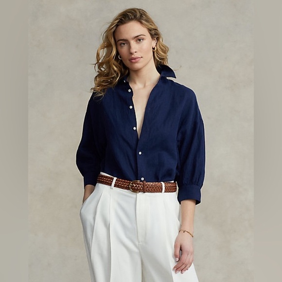 POLO RALPH LAUREN Relaxed Fit Linen-Silk Twill Shirt . - Picture 2 of 13